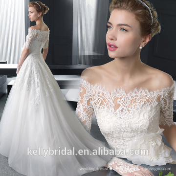 ZM 16095 Budget Brautkleider Spitze applizierte kleine Zug Bruch Brautkleider Brautkleid für Hochzeit Online-Verkauf